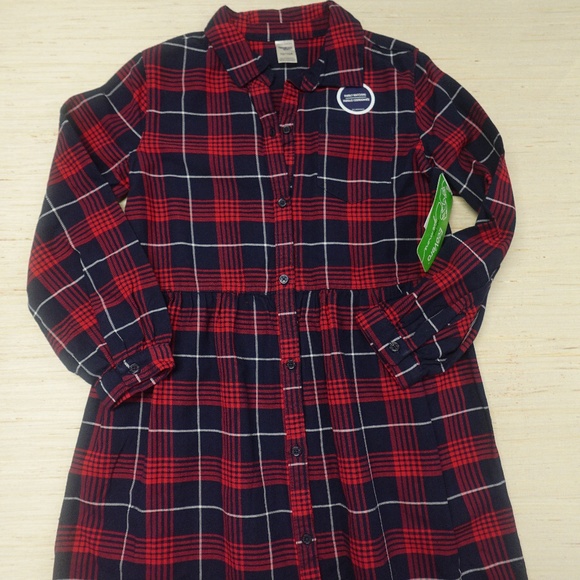OshKosh B’gosh Girls Plaid Shirt Dress | Size 10 | Red | NWT - Picture 1 of 5